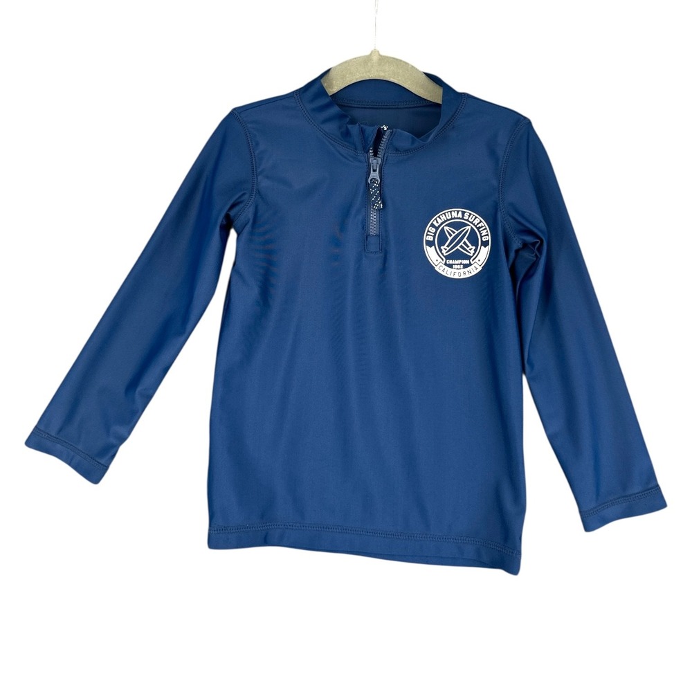 Carters Navy Blue Long Sleeve Rash Guard Swim Shirt‎ Top Toddler Boys Size 2T
